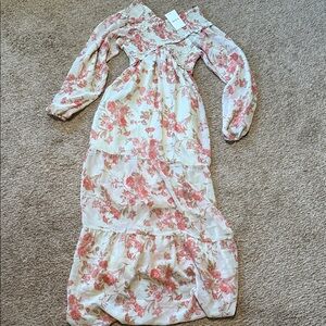 Forever 21 Floral Pink and Cream Maxi Dress